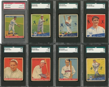 1933 and 1934 Goudey Stars and Hall of Famers Graded Collection (8 Different)